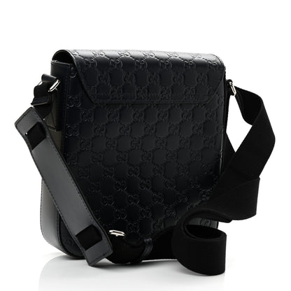 Gucci Guccissima Signature Single Buckle Flap Messenger Bag Navy 3 of 10