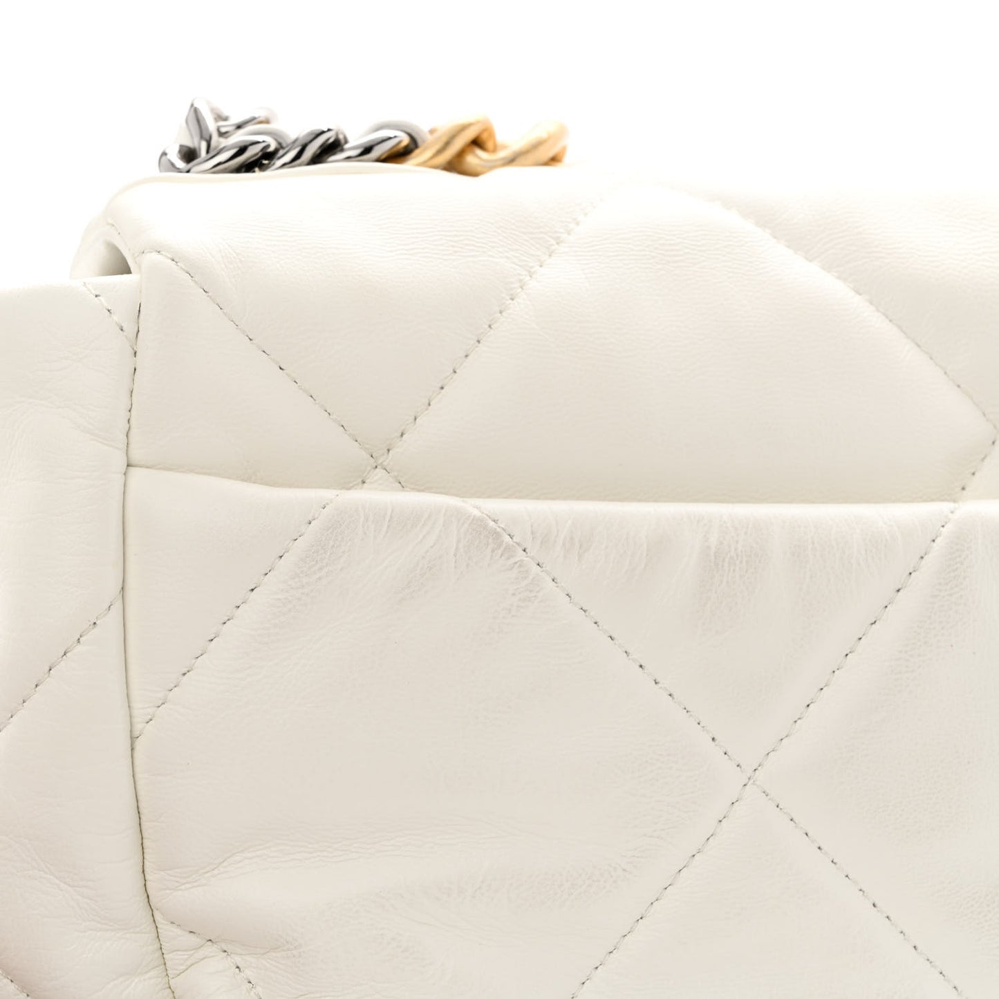 Goatskin Quilted Large Chanel 19 Flap White