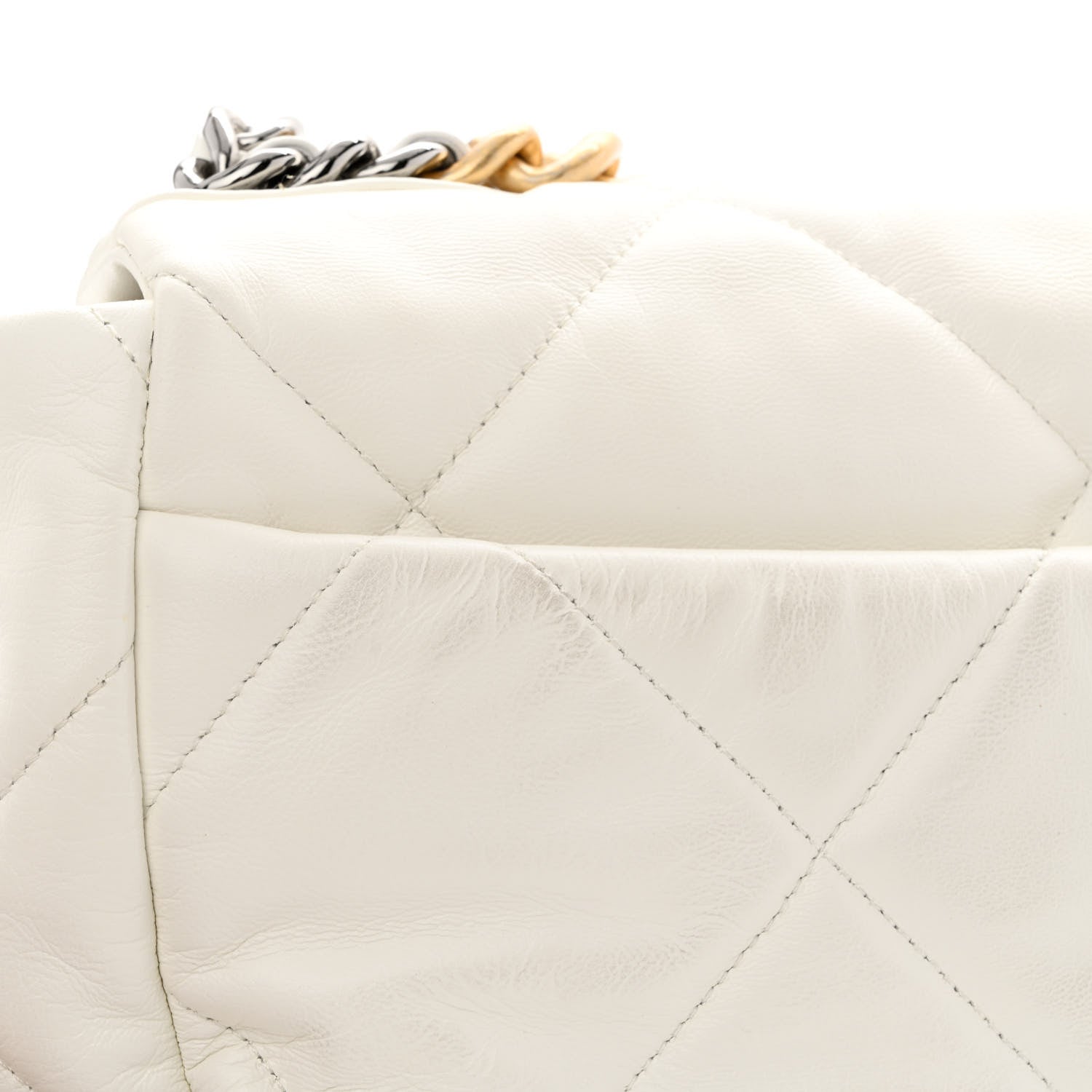 Chanel Goatskin Quilted Large Chanel 19 Flap White 12 of 15