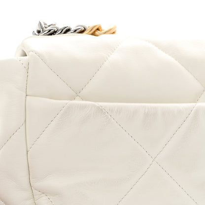 Chanel Goatskin Quilted Large Chanel 19 Flap White 12 of 15