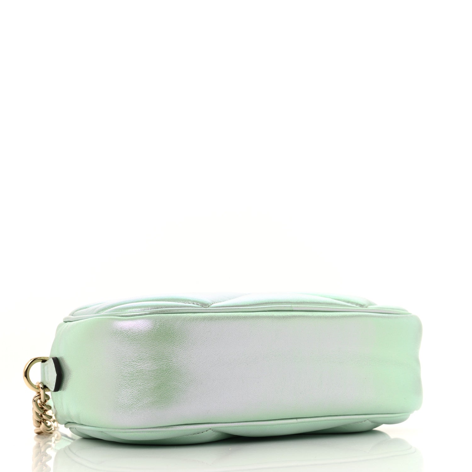 Gucci Iridescent Nappa Chevron Matelasse Small GG Marmont Chain Shoulder Bag Iridescent Salvy Green 4 of 11