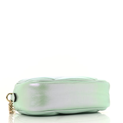 Gucci Iridescent Nappa Chevron Matelasse Small GG Marmont Chain Shoulder Bag Iridescent Salvy Green 4 of 11