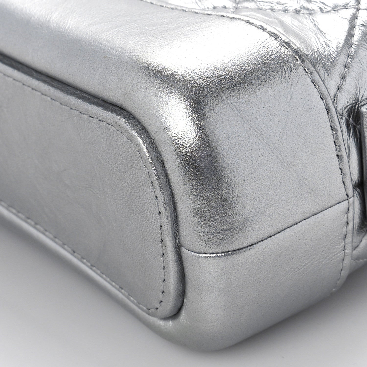 Chanel Metallic Calfskin Quilted Gabrielle Cosmetic Case Silver 9 of 10