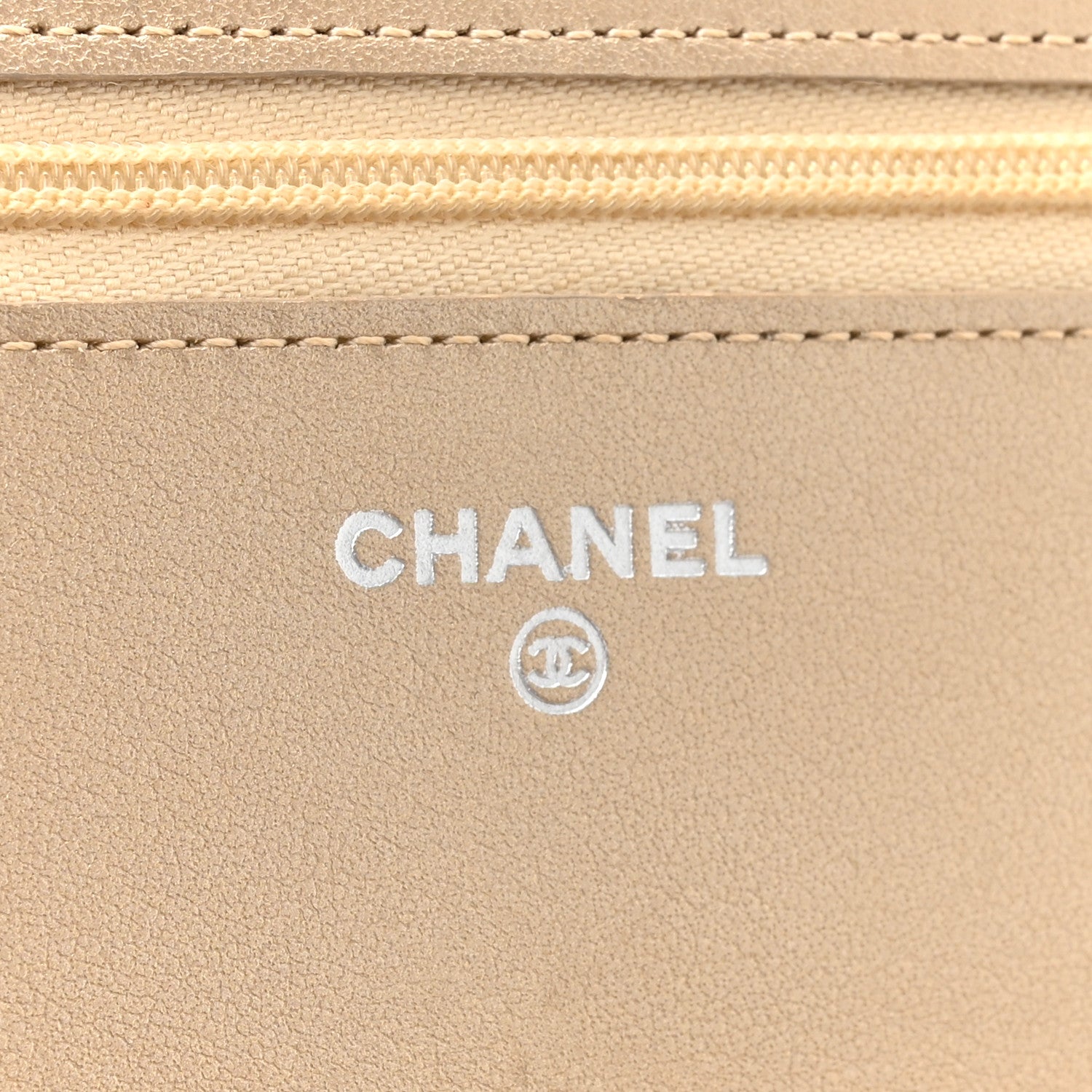 Chanel Metallic Lambskin Quilted Wallet On Chain WOC Gold Black 6 of 14