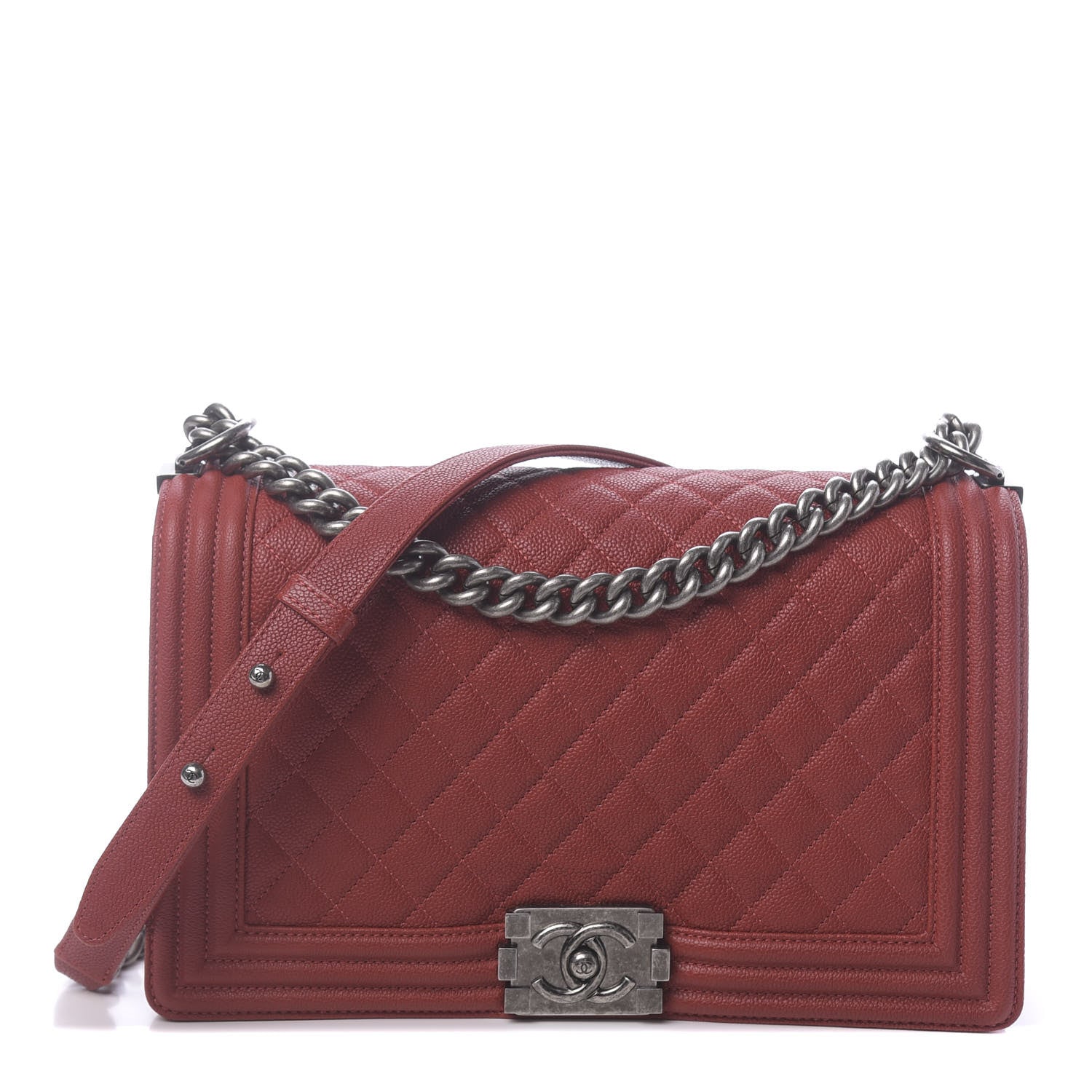Chanel Caviar Quilted New Medium Boy Flap Dark Red 1 of 11