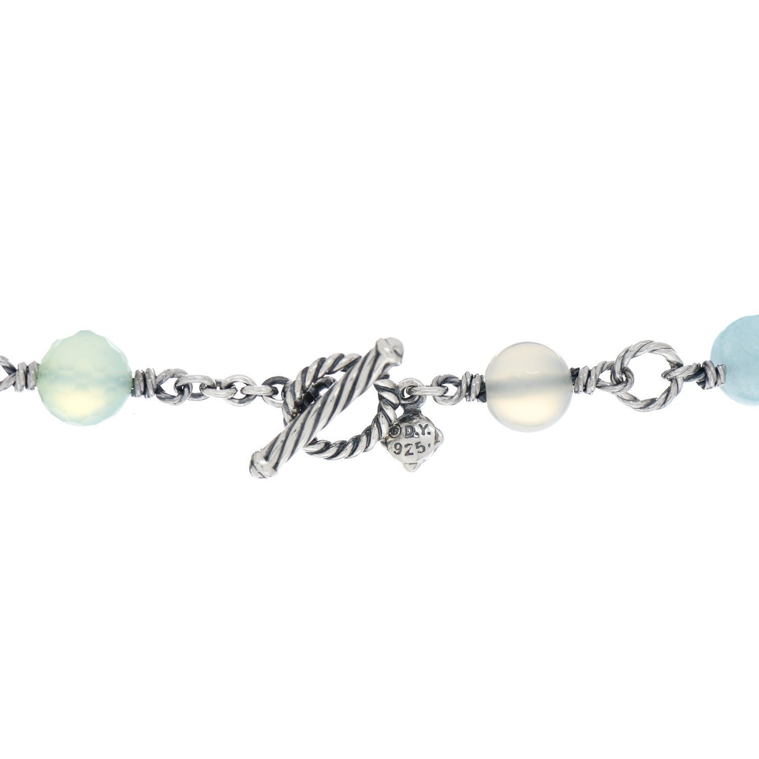 David Yurman Sterling Silver Pearl Aquamarine Chalcedony Quatrefoil Necklace 4 of 4