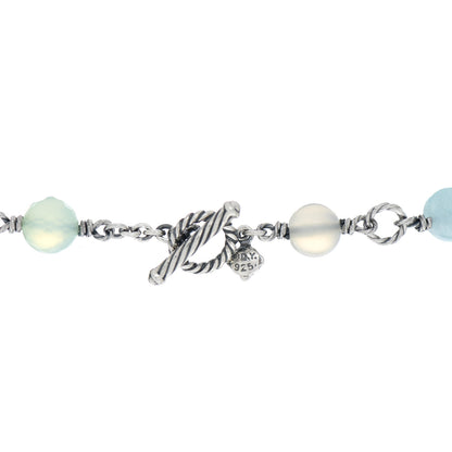 David Yurman Sterling Silver Pearl Aquamarine Chalcedony Quatrefoil Necklace 4 of 4