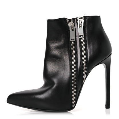 Saint Laurent Calfskin Double Zipper Booties 38 Black 1 of 11