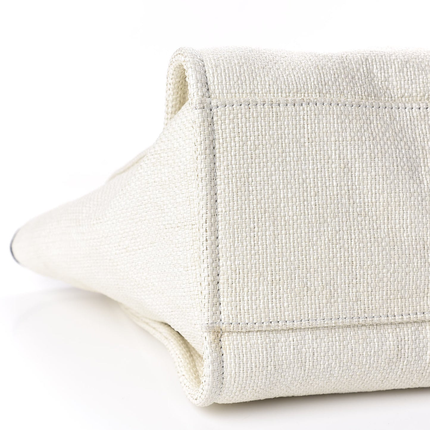 Woven Straw Raffia Medium Deauville Tote White Navy