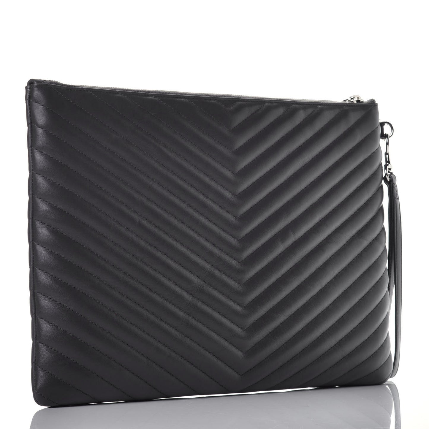 Calfskin Matelasse Chevron Cassandre Monogram Document Holder Coal