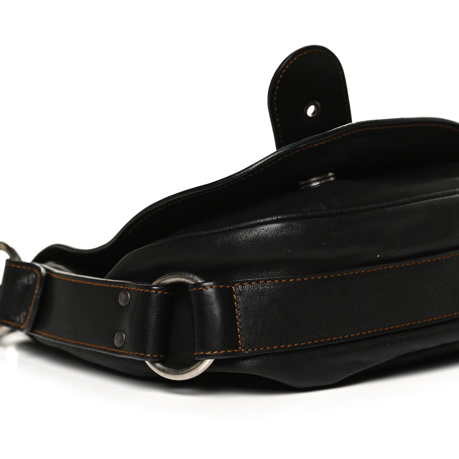 Christian Dior Calfskin Medium Gaucho Double Saddle Bag Black 9 of 10