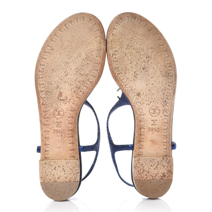Chanel Glitter CC Thong Sandals 39.5 Dark Blue 7 of 16