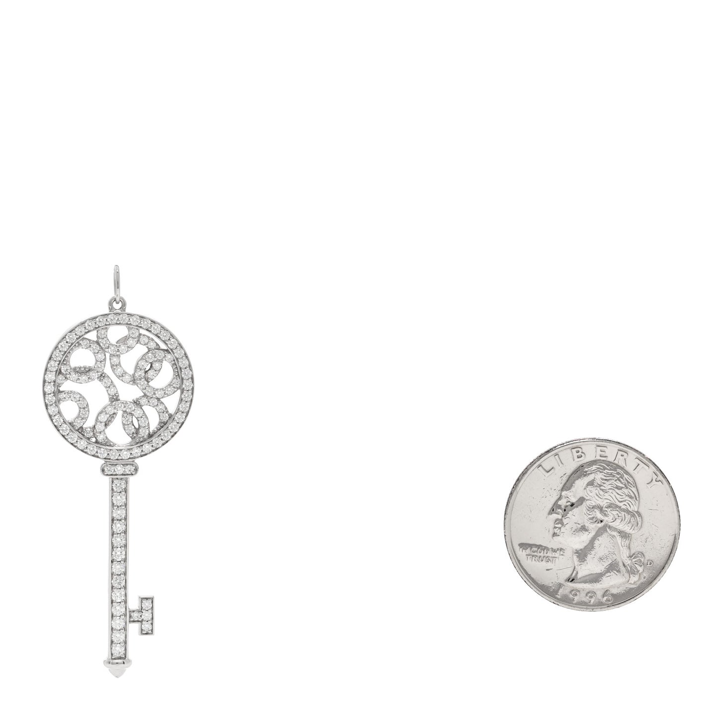 Platinum Diamond Bubbles Key Pendant