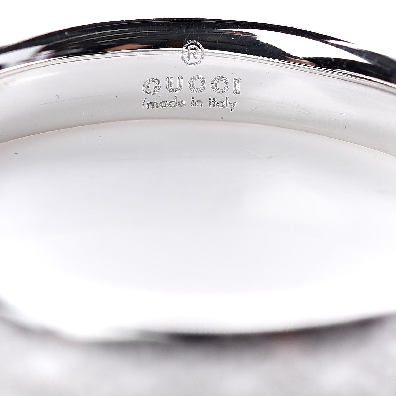 Gucci 18K White Gold Diamantissima Band Ring 52 6 4 of 5