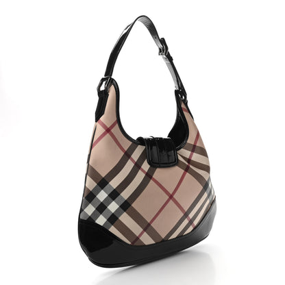 Burberry Patent Nova Check Brook Hobo Black 3 of 10