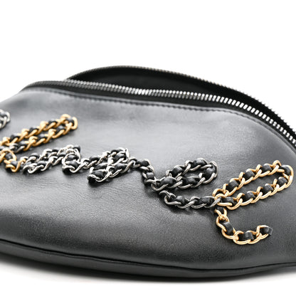 Chanel Calfskin Chain 20s Signe Waist Bag Black 10 of 12