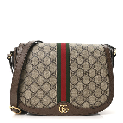 Gucci GG Supreme Monogram Web Small Ophidia Flap Messenger Bag Brown 1 of 10