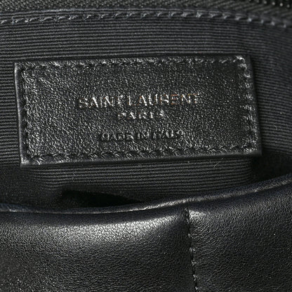 Saint Laurent Lambskin Quilted Medium Loulou Puffer Monogram Chain Satchel Black 6 of 7