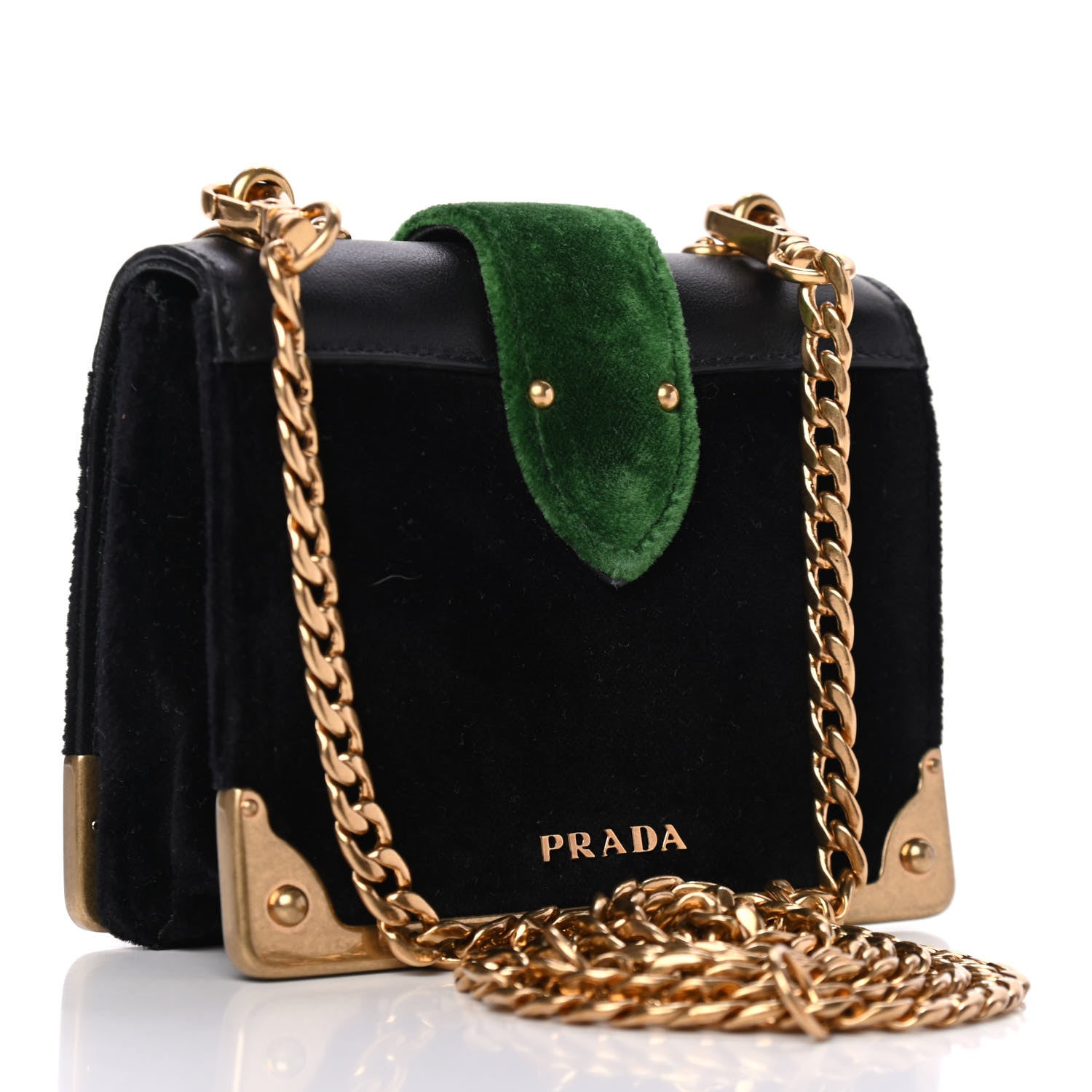 Prada Velvet City Calfskin Micro Cahier Bag Black Alloro 2 of 4