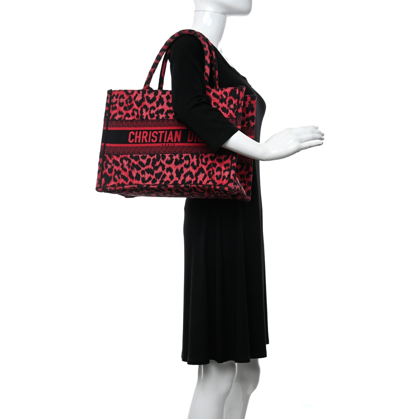 Canvas Mizza Embroidered Medium Leopard Book Tote Fuchsia Multicolor