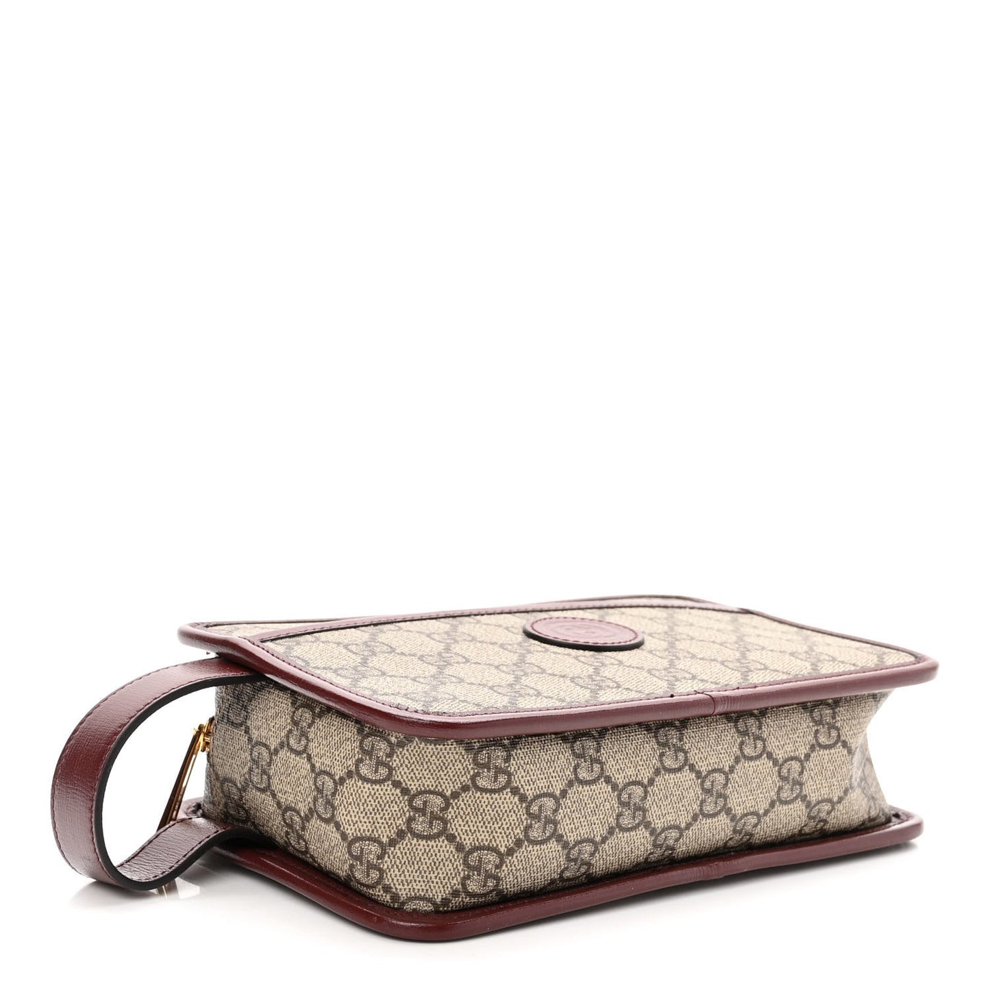 GG Supreme Monogram Textured Calfskin Retro Interlocking G Travel Pouch Beige Ebony Burgundy