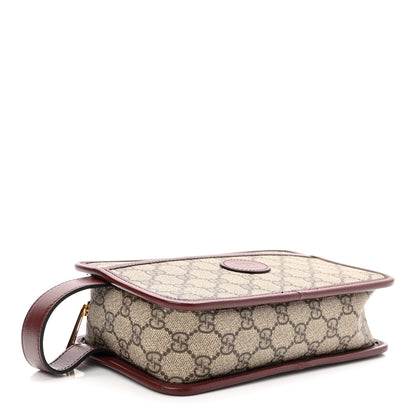 Gucci GG Supreme Monogram Textured Calfskin Retro Interlocking G Travel Pouch Beige Ebony Burgundy 7 of 7