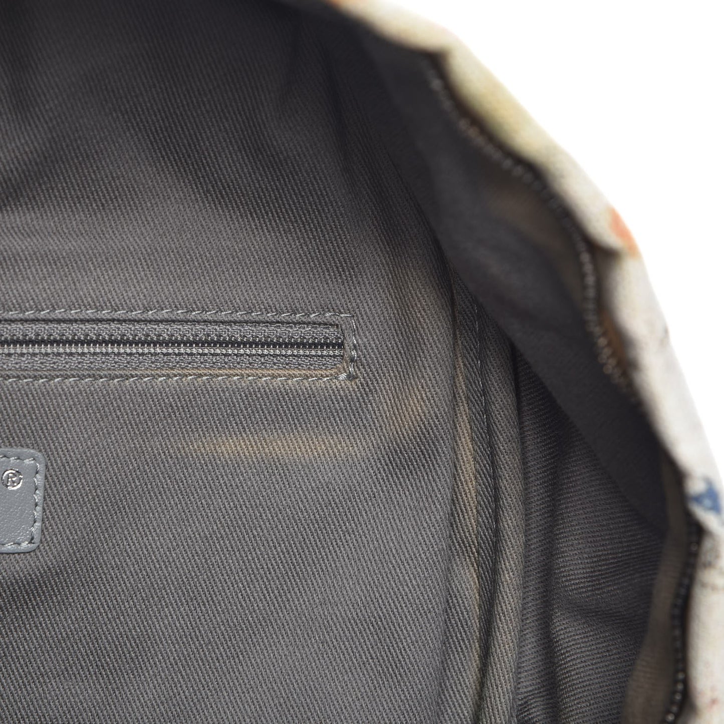 Graffiti Printed Canvas Medium Backpack Beige