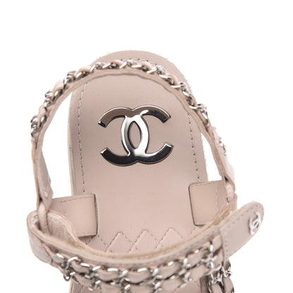 Chanel Lambskin Chain Sandals 37 Pink 6 of 9