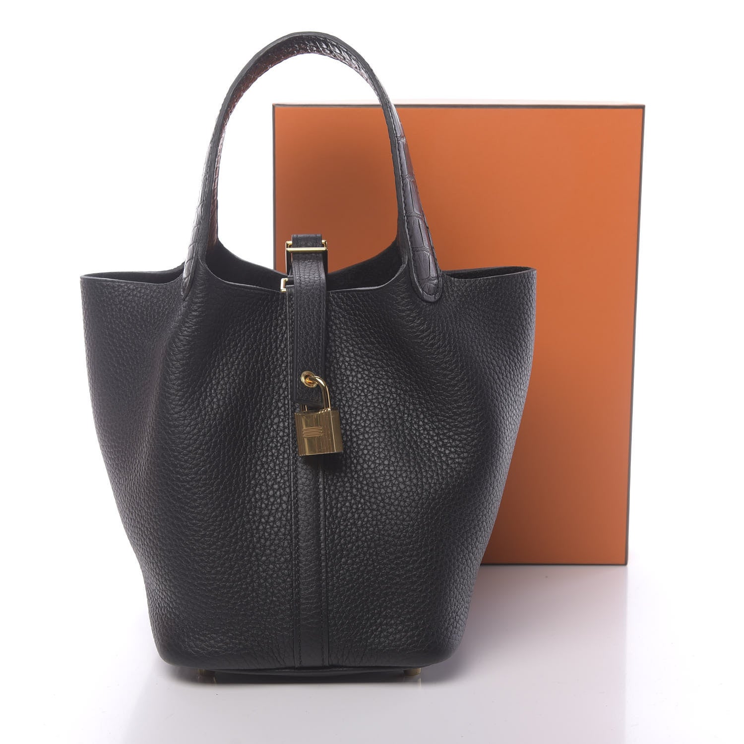 Hermes Taurillon Clemence Matte Alligator Picotin Lock Touch 18 PM Black 11 of 11
