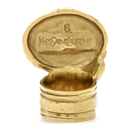 Saint Laurent Glass Cabochon Arty Ovale Ring 52 6 Gold Blue 3 of 6