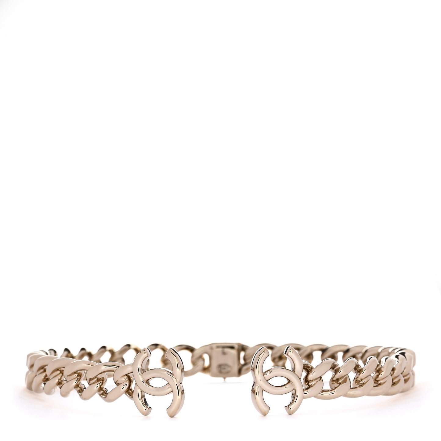 Metal CC Chain Link Choker Necklace L  Gold