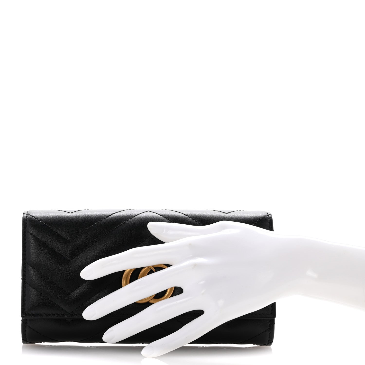 Gucci Calfskin Matelasse GG Marmont Continental Wallet Black 2 of 9