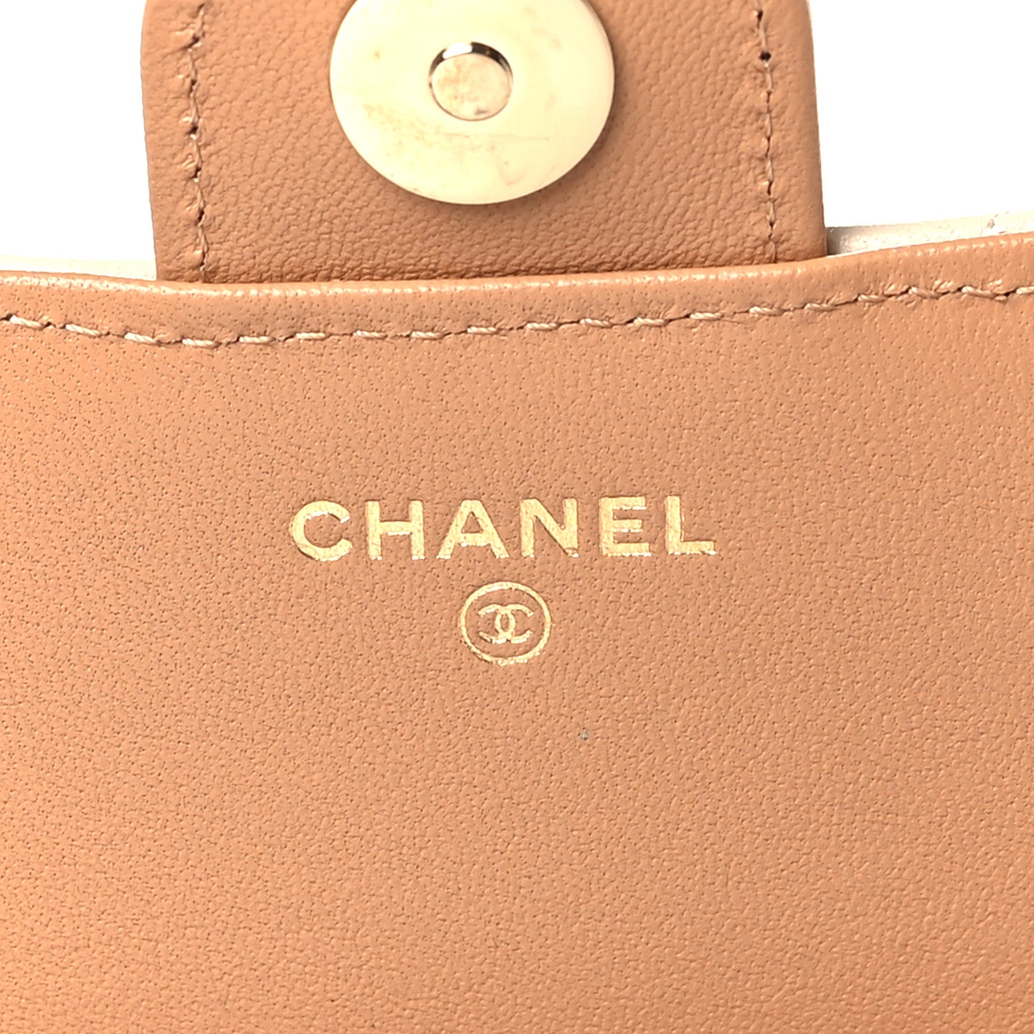 Chanel Lambskin Quilted Flap Phone Holder With Chain Beige Brown 6 of 11