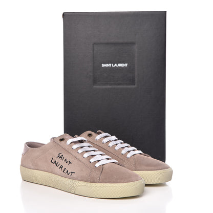 Saint Laurent Distressed Suede Womens Court Classic Sneakers 37 Rose Antique 10 of 10