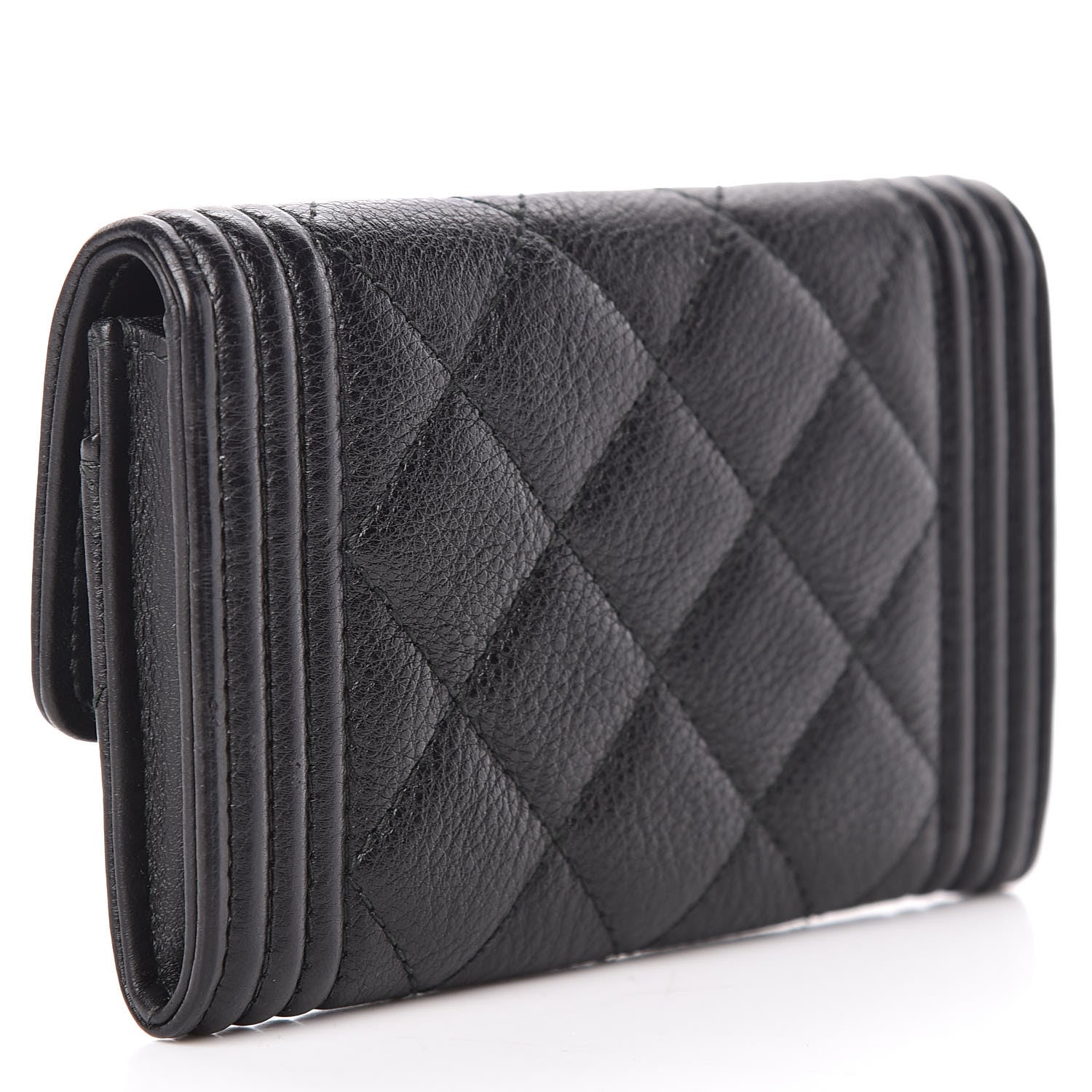 Chanel Calfskin Quilted Boy Flap Card Holder Black 3 of 9