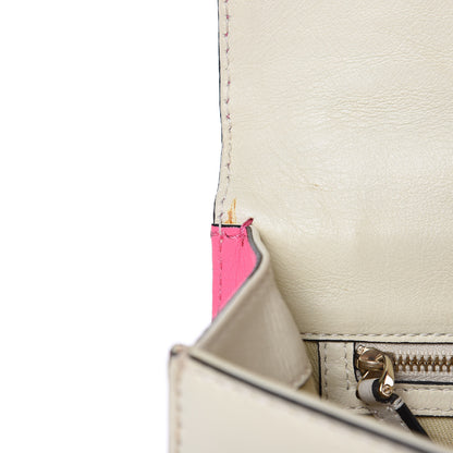 Valentino Garavani Vitello Bi-Color Large Glam Lock Rockstud Flap Fuxia Fluo Ivory 11 of 15