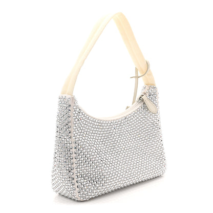 Prada Satin Crystal Mini Re-Edition 2000 Bag White 3 of 10