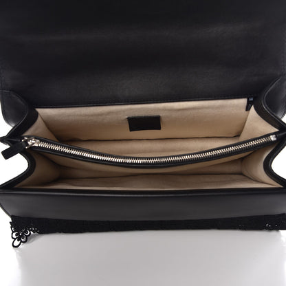 Gucci Calfskin Embroidered Medium Dionysus Shoulder Bag Black 5 of 9