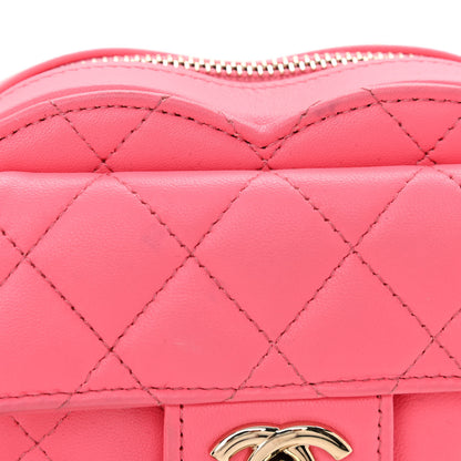 Chanel Lambskin Quilted CC In Love Heart Clutch With Chain Pink 11 of 13
