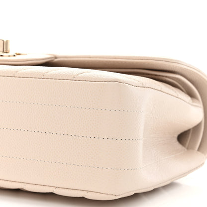 Chanel Caviar Chevron Quilted Small Double Flap Beige 10 of 11