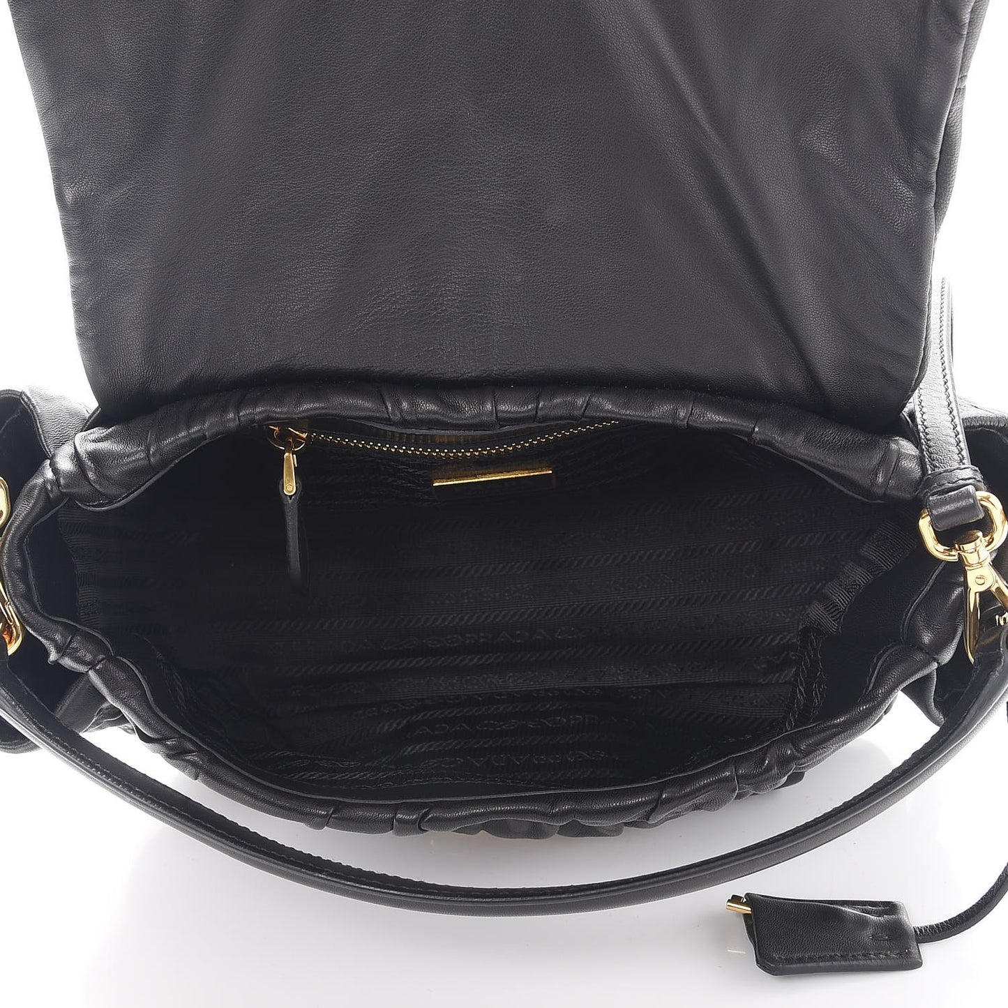Nappa Dressy Gaufre Flap Bag Nero Black