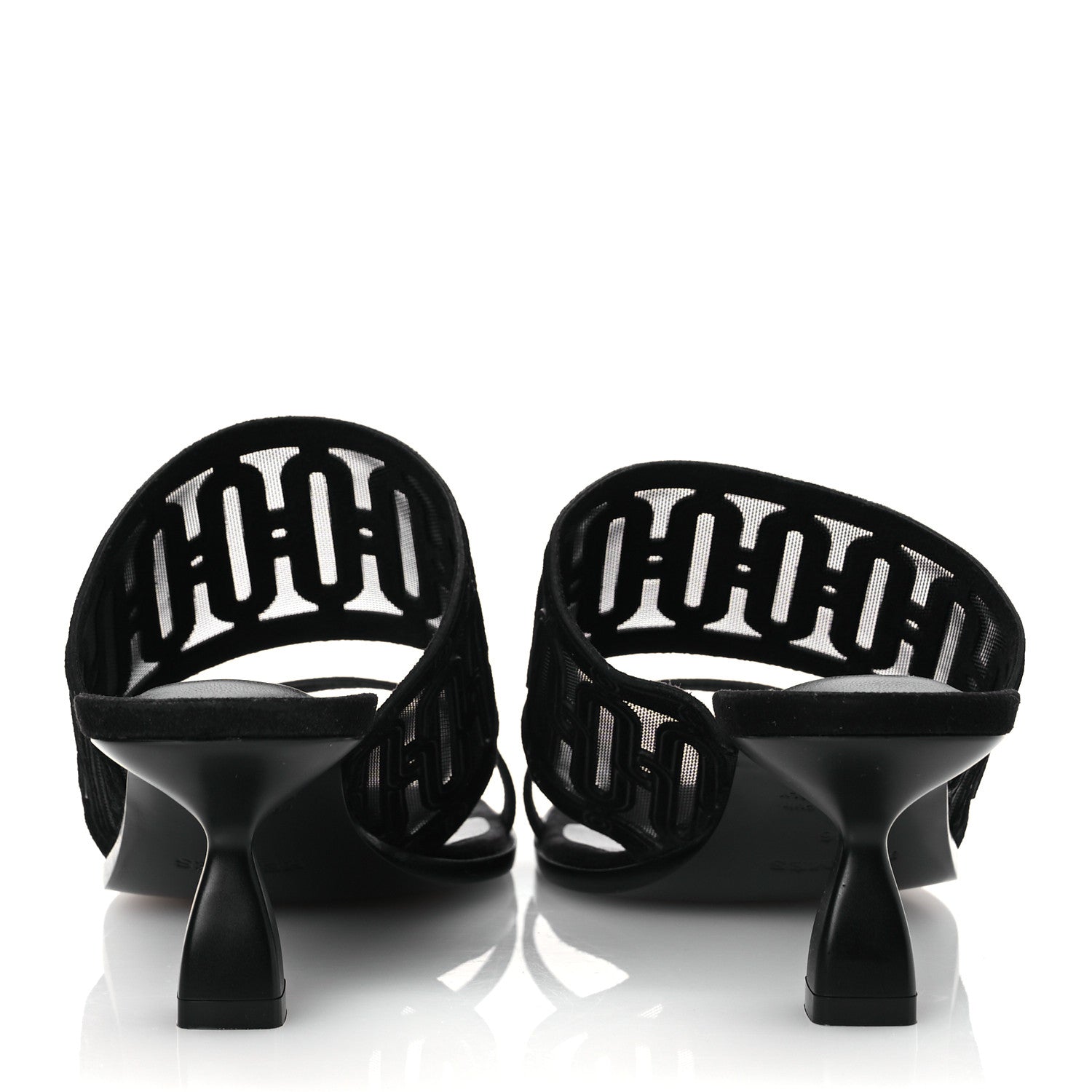 Hermes Suede Goatskin Mesh Joia 55 Mule Sandals 36 Black 6 of 11