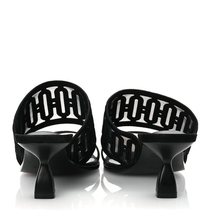 Hermes Suede Goatskin Mesh Joia 55 Mule Sandals 36 Black 6 of 11