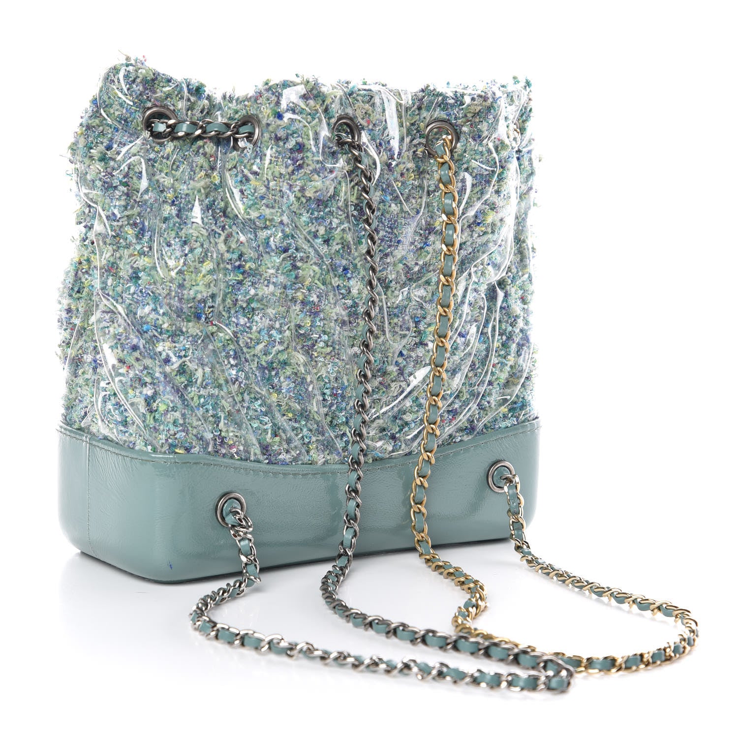 Chanel Tweed PVC Quilted Gabrielle Backpack Green 3 of 7