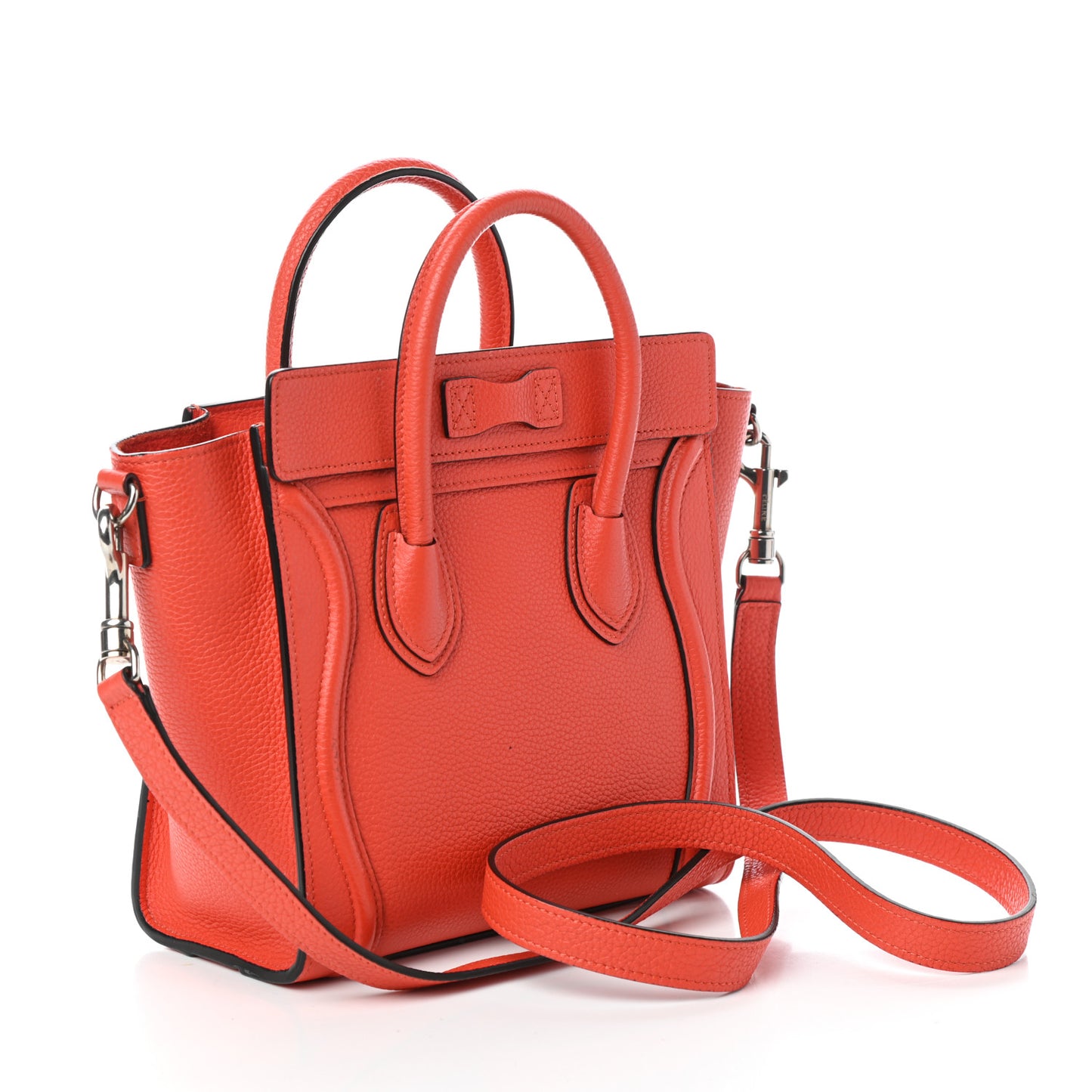 Drummed Calfskin Nano Luggage Vermillion