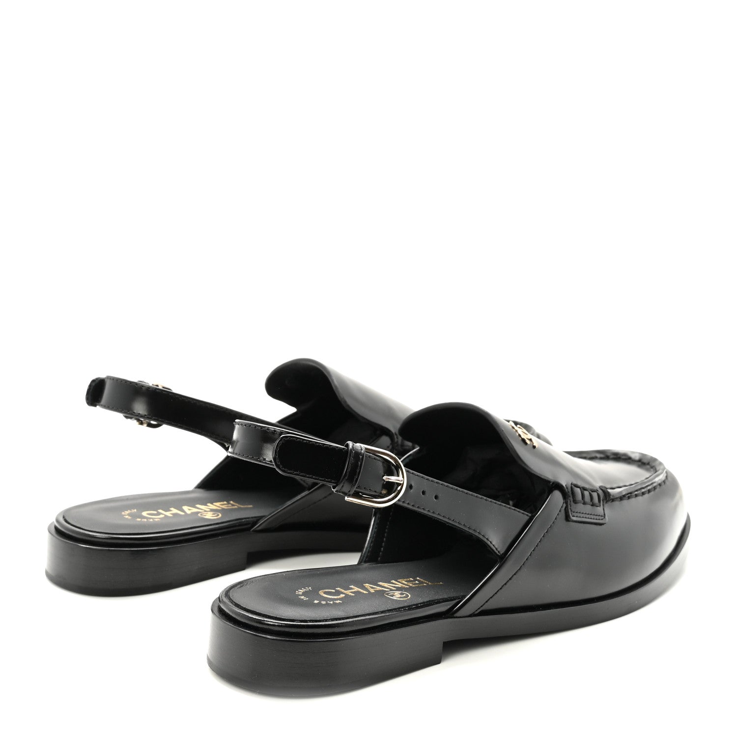 Chanel Shiny Calfskin Slingback Loafers 40.5 Black 5 of 10