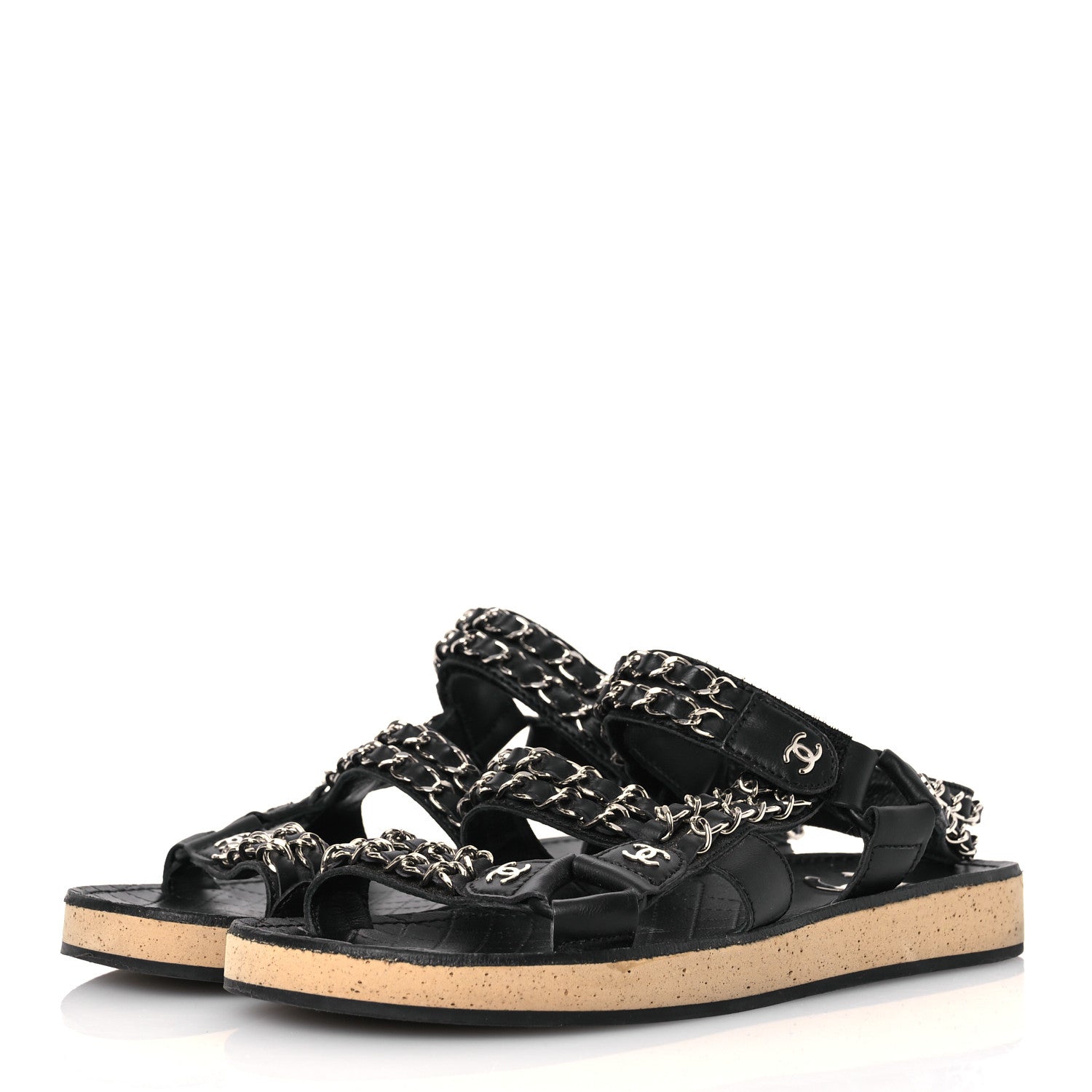 Chanel Lambskin Chain Sandals 35 Black 4 of 15