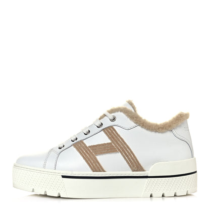 Hermes Calfskin Woolskin Dare Sneakers 38 White Ecru 1 of 7