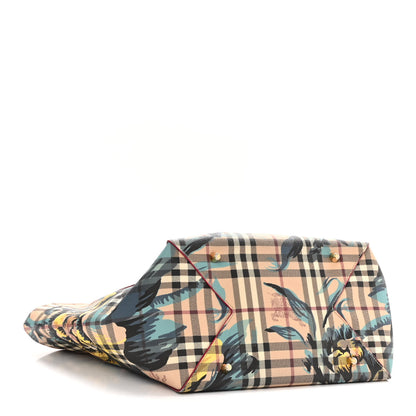 Burberry Haymarket Check Floral Print Small Canterbury Tote Pink 4 of 9