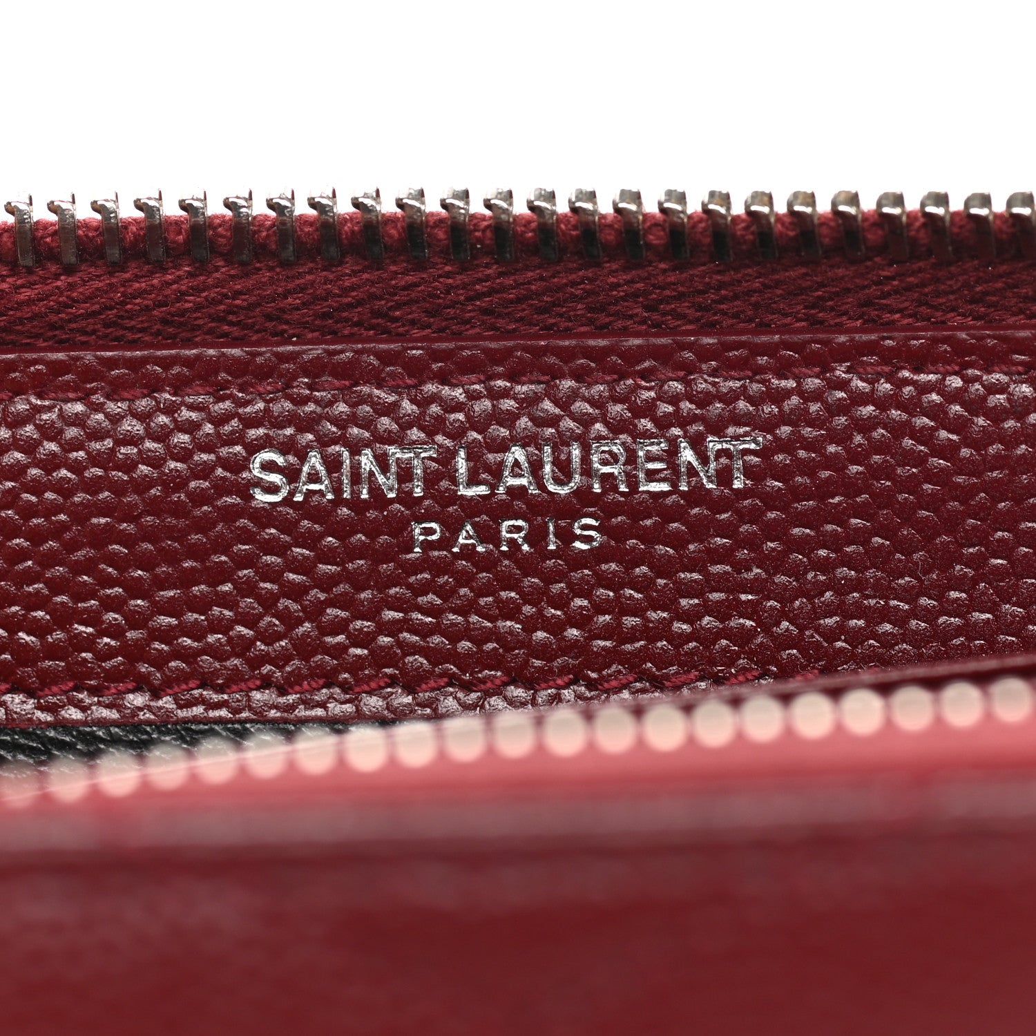 Saint Laurent Grain De Poudre Matelasse Chevron Monogram Zip Around Wallet Palissandre 6 of 9